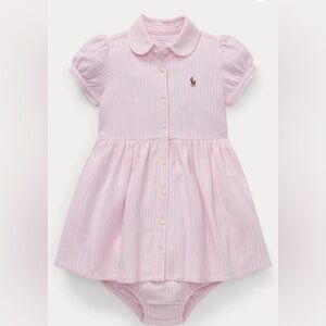 Polo Ralph Lauren Striped Button Up Dress Pink 6 months